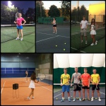 Занятия в группах по теннису.