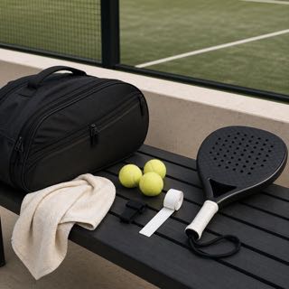 Сумка, овергрип, полотенце, мячи и ракетка для падела